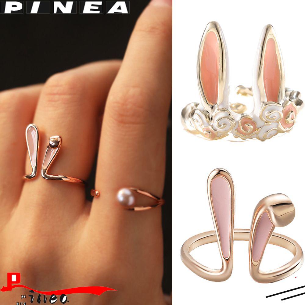 Cincin Wanita Model Terbuka Desain Telinga Kelinci / Nanas Gaya Trendy Adjustable Untuk Pesta / Pernikahan / Hadiah