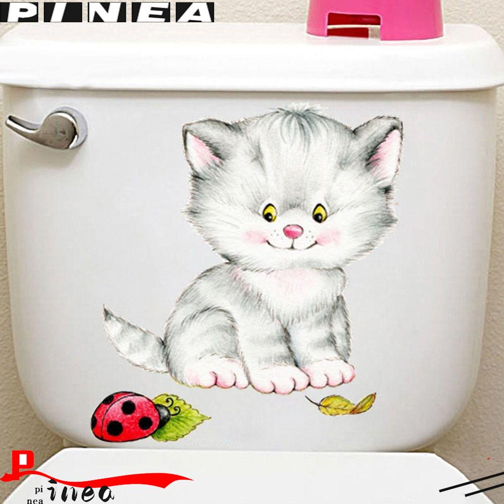 Pineapple Kitten Wall Sticker Art Decal Dekorasi Rumah Toilet Kartun