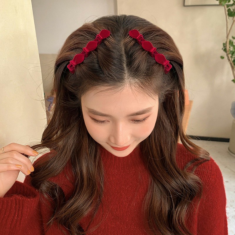 Flocking Hair Clip Side Hiasan Kepala Artefak Rambut Musim Gugur Dan Musim Dingin - SG