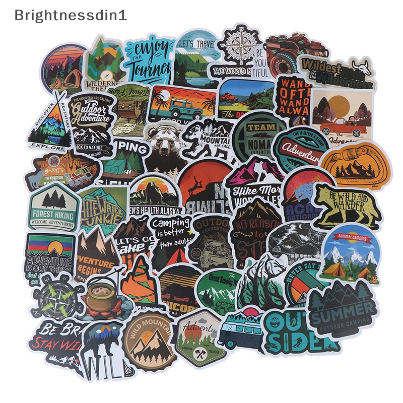 [Brightnessdin1] 50pcs Camping Landscape Stiker Outdoor Adventure Koper Laptop Gitar Stiker Butik