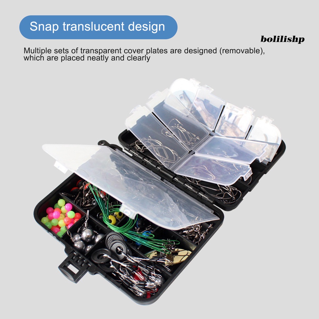 Bo-1 Set Memancing Kombinasi Kit Kaya Variasi Multi-grid Angling Penutup Transparan 241buah Set Aksesoris Memancing Dengan Tackle Box Outdoor Supply
