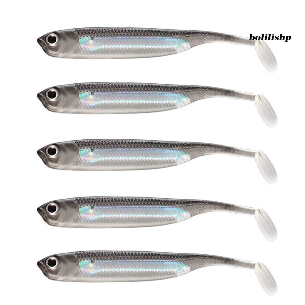 Bo-5pcs Umpan Lembut Semua Air Berlaku 3D Fisheye Simulasi Realistis Menggoda Angling PVC Umpan Jalan T-tail Soft Lure Memancing Luar Ruangan