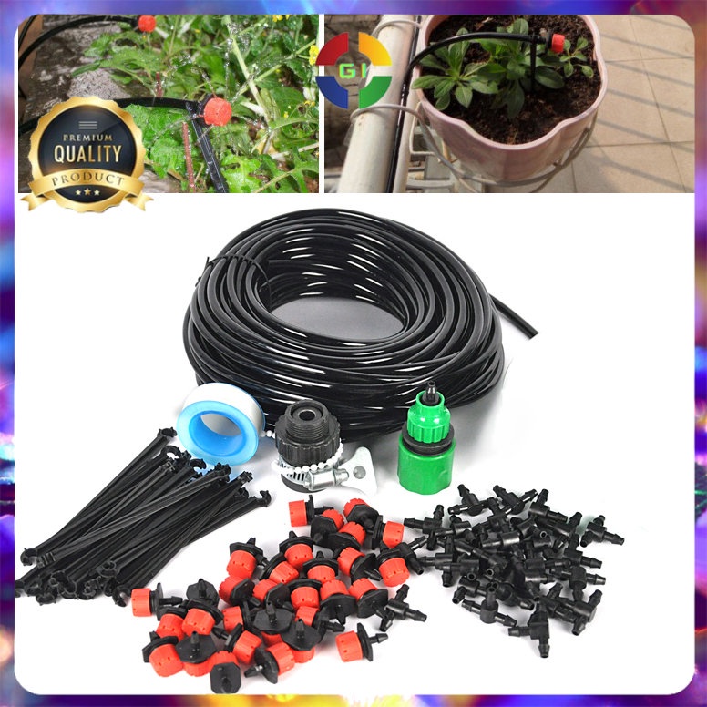 Peralatan Set Irigasi Air Taman Garden Watering Kit Black