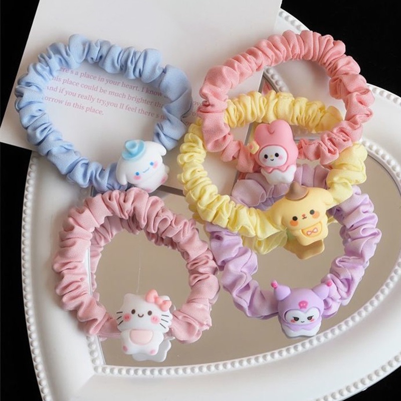 ikat rambut sanrio cute Cincin Usus Kecil Kartun Anjing Tali Rambut bando Cinnamoroll Rambut Gaya Manis Manis Tali Rambut