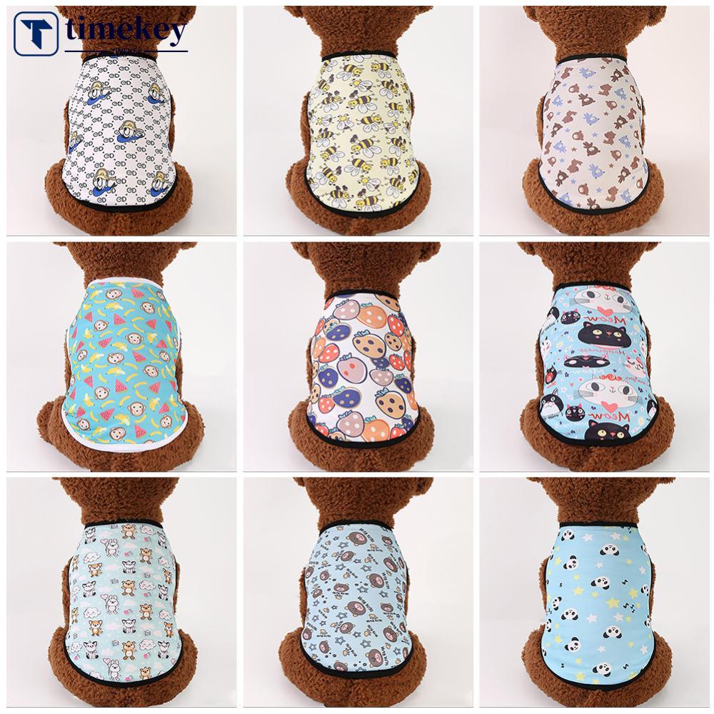 Timekey L-XXL Musim Panas Lucu Motif Buah Rompi Anjing Peliharaan Lembut Motif Kartun Pakaian Puppy Nyaman Untuk Kucing Anjing Kecil Sedang K6V7