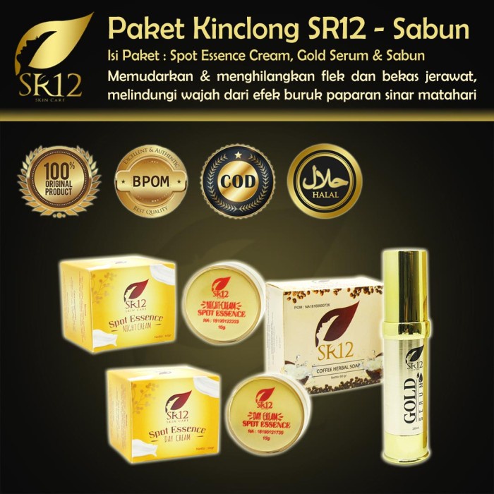Paket Kinclong Tumpas Flek Hitam BPOM, Spot Essence Cream & Serum SR12