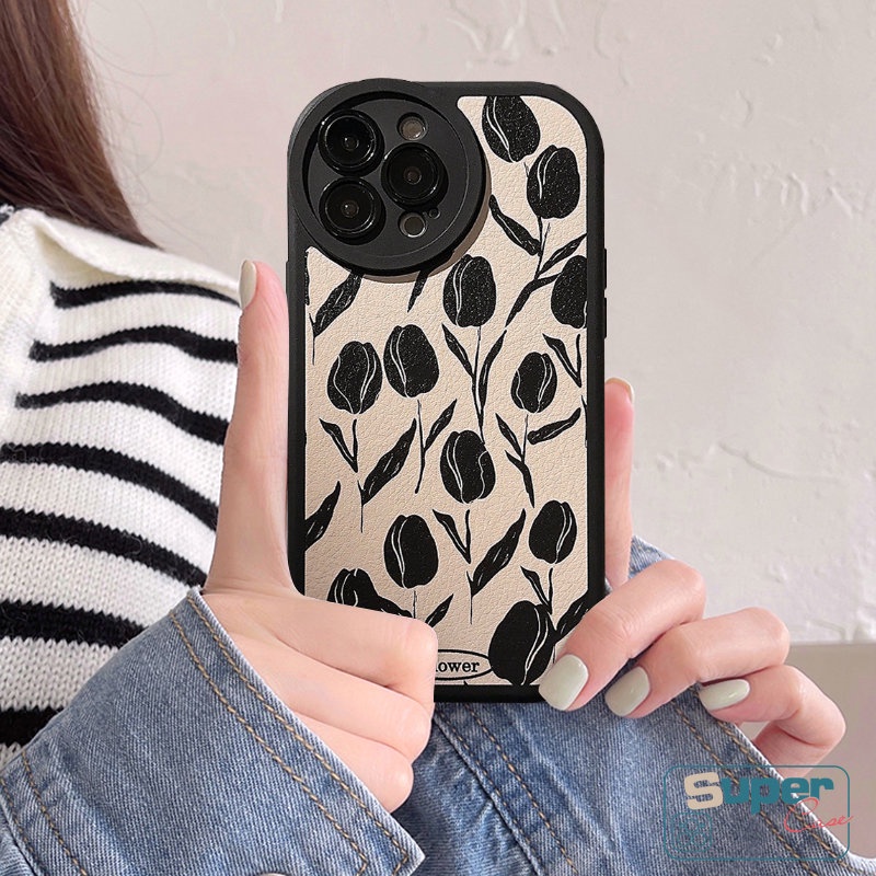 Casing Bunga Retro Untuk Redmi 12C 10a1 9 10A 10C 9A 9T 9C Redmi Note10 8 11 9 10s 11s 10 9s 11 9 Pro+POCO F4 X3 NFC Pro M3 Mi 11T 12 Vintage Tulip Kisi Gelombang Soft Cover Polos