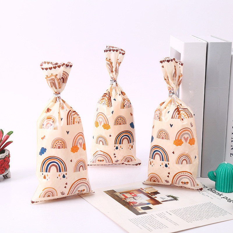 50pcs Kantong Plastik Motif Pelangi Kartun/Tas Paket Permen Cookies Kado