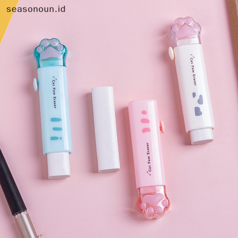 Seasonoun Kawaii cat claw Pencil Eraser Dorong Tarik Eraser Gambar Profesional Paing Potong.