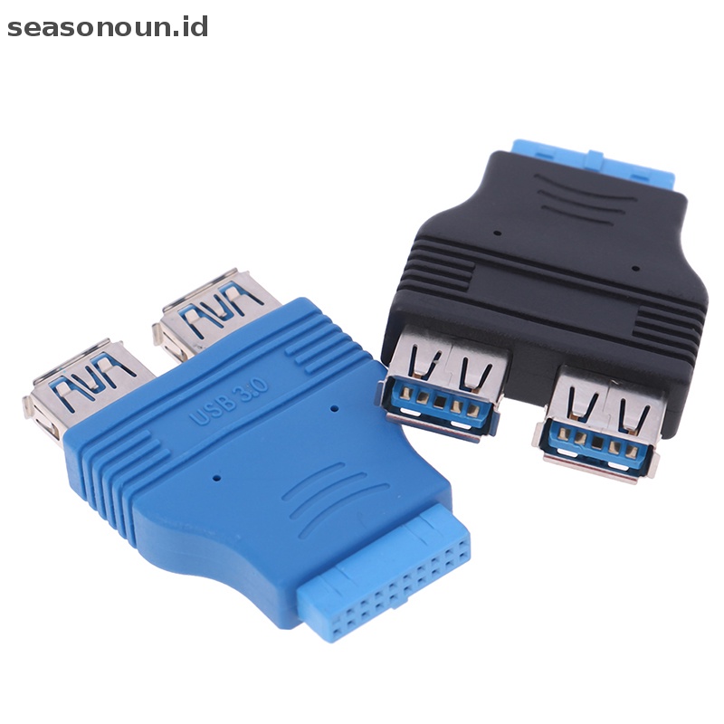 Seasonoun Motherboard 2port USB 3.0 female to 20pin header female Adaptor Sambung.