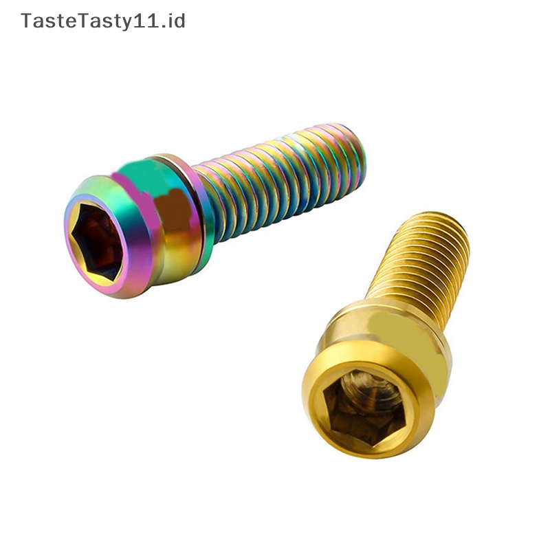 Tastetasty 4PCS Sepeda M5 * 15 /17 /19 Titanium Disc Brake Caliper Screw Rem Lever Bolt Stem Screw MTB Sepeda Jalan Hidrolik Bagian Rem.