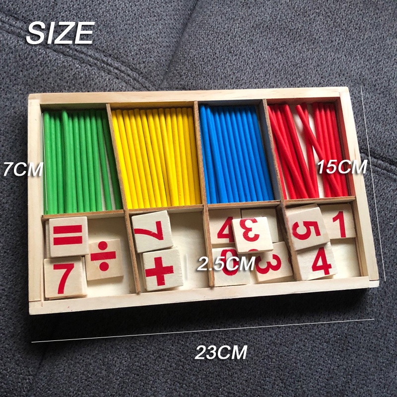 Tongkat Hitung Kayu Anak Belajar Matematika Mainan Angka Hitung Montessori Mathematics Mainan Edukasi Dini