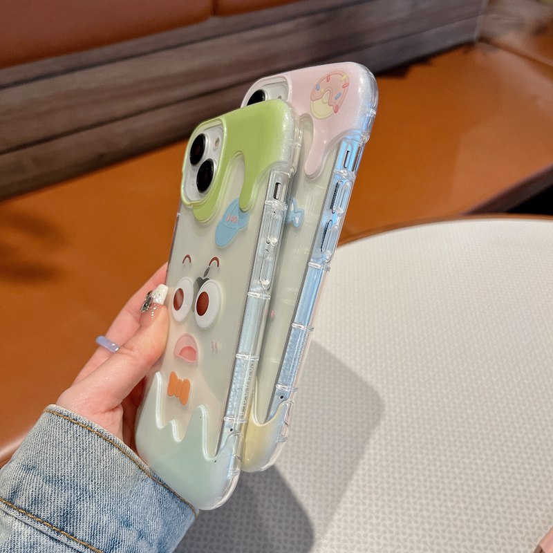 【3D Ice Cream】Couple Funny Clear Soft Case IPhone 7 8 Plus XR XS Max 11 12 13 14 Pro Max 14 Plus for Women Girl Gift Cartoon Cute Funny expression