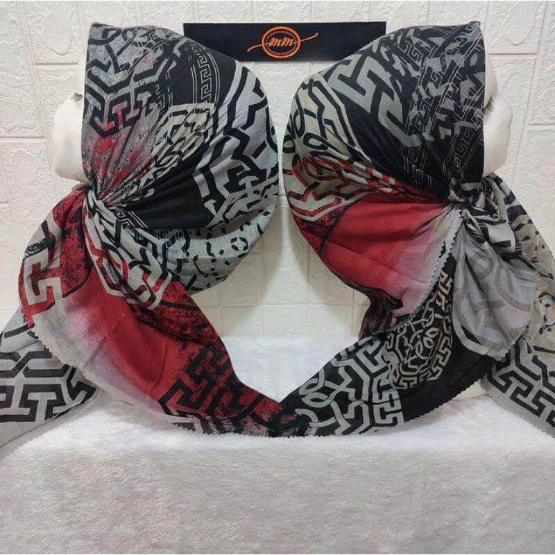 Karimake Hijab / Kerudung Segi Empat Voal Premium Printing Motif MSultana Laser Cut 110 x 110