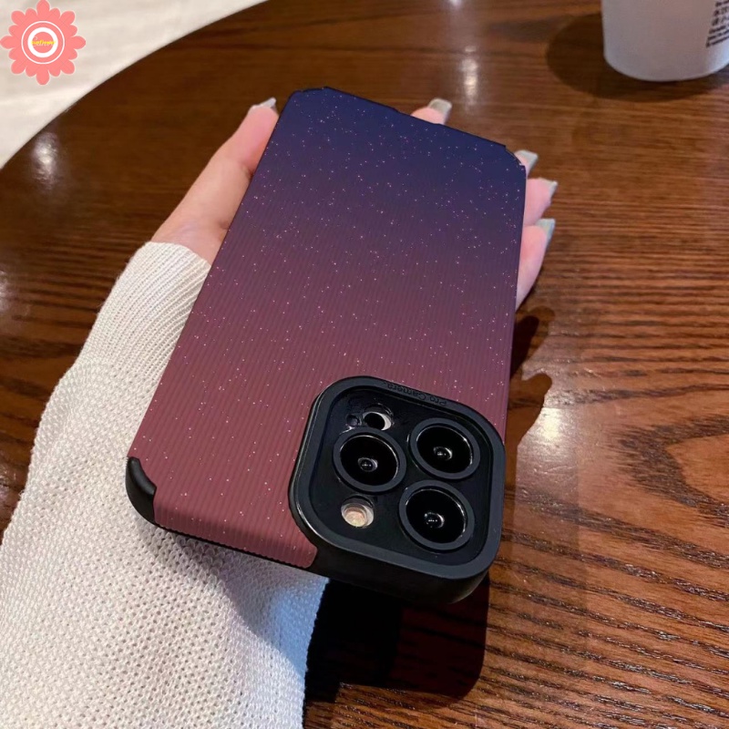 IPHONE Casing Ponsel Pelangi Kreatif Kompatibel Untuk Iphone11 14 13 12 Pro Max XR 7Plus X 7 8 Plus XS Max INS Warna Gradasi Fantasi Langit Berbintang Tahan Guncangan Gaya Korea Cover