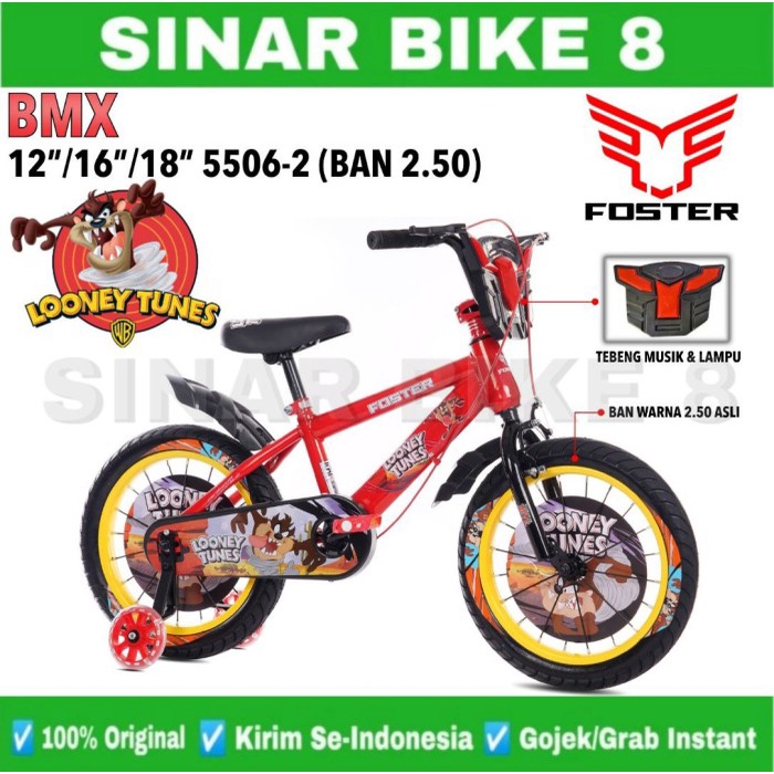 Sepeda Anak Laki BMX ST FOSTER FT 5506-2 LOONEY TUNES Ukuran 12&quot; 16&quot; dan 18 Inch