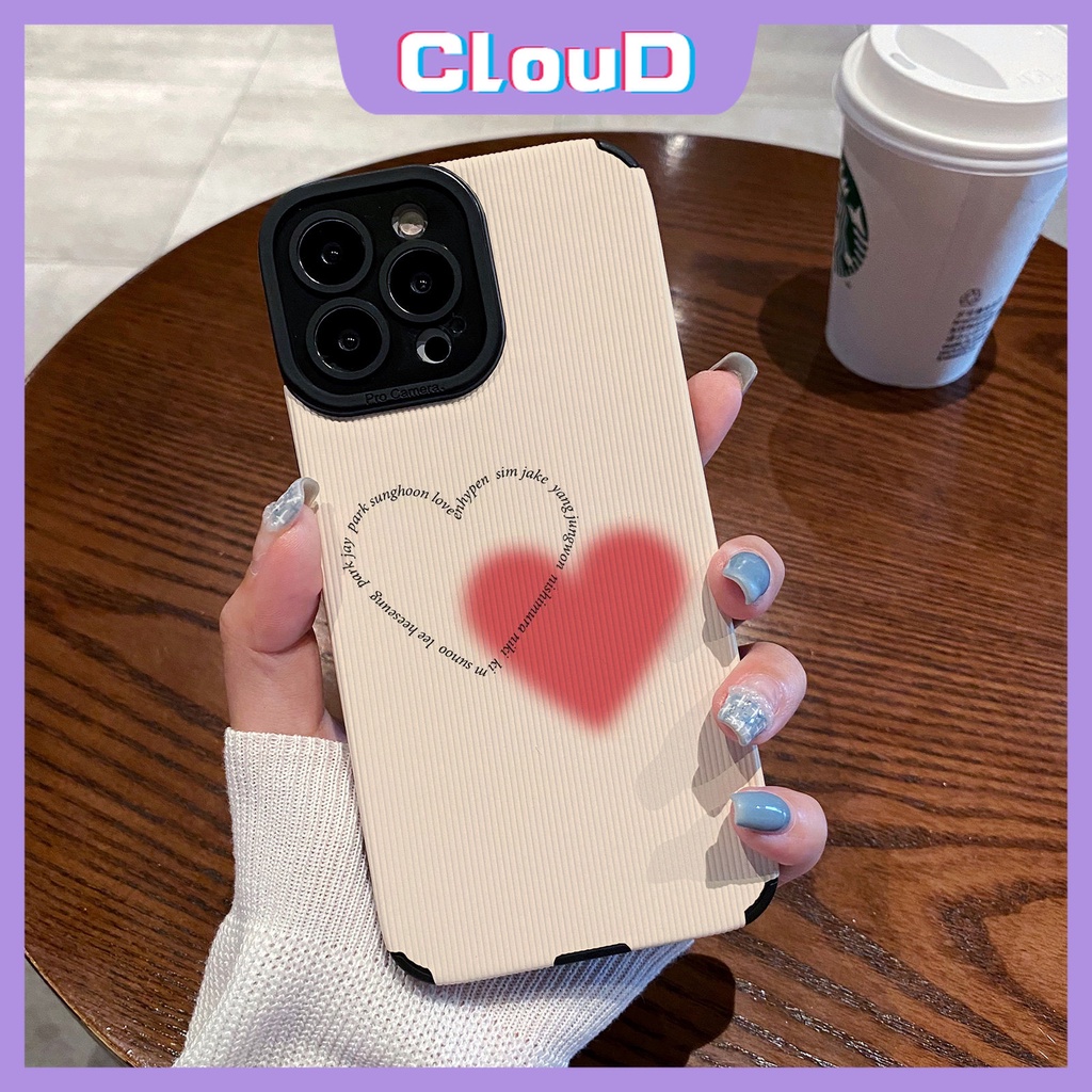 IPHONE Casing Ponsel Tekstur Kulit Mewah Kompatibel Untuk Iphone11 13 12 14 Pro Max X7 8 Plus XR XS Max 7Plus Shockproof Silikon Lembut Tpu Simple Love Heart Back Cover