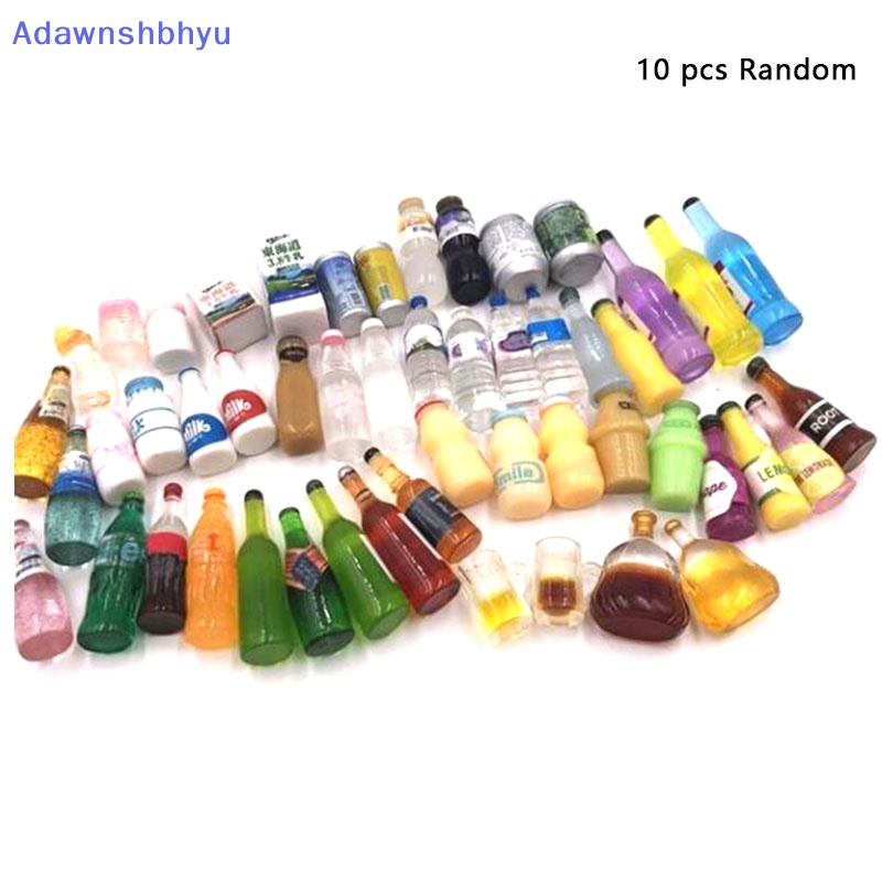 Adhyu 10Pcs/Set Minuman Mini Miniatur Model Makanan Aksesoris Rumah Boneka (Pola Pengiriman Random) ID