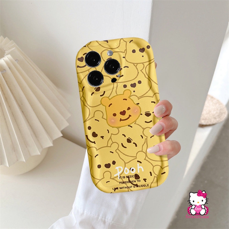 Casing 3D Wavy Curved Edge Glossy Untuk Realme C53 C31 C21Y C15 C55 C12 C25Y C33 C35 C30S C30 C25s C20 C11 C25 C11 2021 C17 6i 5i 5s 7i 5 C3 Fun Frog Cute Winnie The Pooh Couple Cover