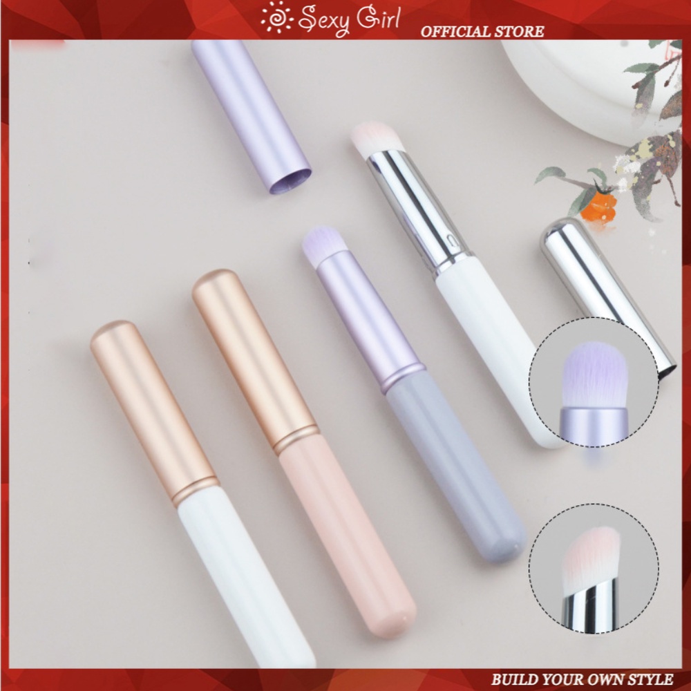 Lipstik Kuas Tunggal Halo Dye Kepala Bulat Concealer Kuas Makeup Bibir Profesional Mini Garis Bibir Portable Kuas Bibir Perhiasan Gadis Seksi