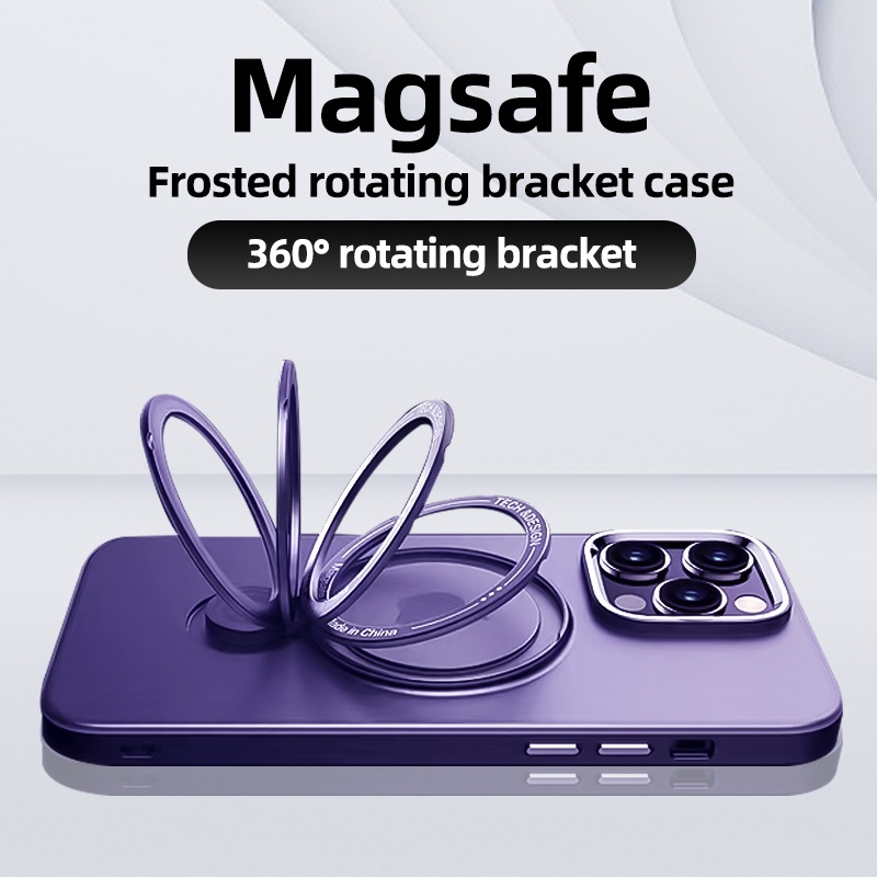 IPHONE Stand Casing Ponsel Hisap Magnetik Cocok Untuk Iphone11 12 13 14 Pro Max14 plus Casing Anti Jatuh Hard case Magsafe Wireless charging scrub Matte waterproof