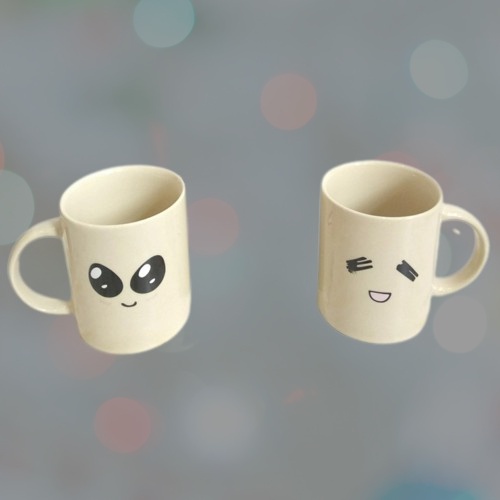 Gelas Keramik Emoji Japanese  / Mug Cangkir Gagang Emotikon Lucu