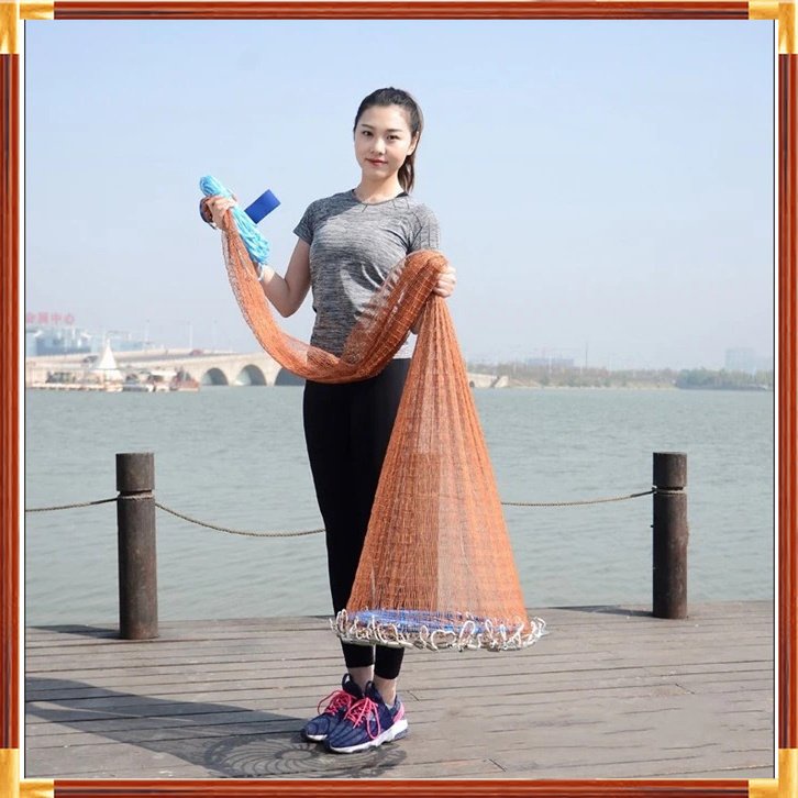 MURAH Finefish Jaring Pancing Ikan Lempar Fishing Throw Net Cage 3.6 Meter - SE4 - Orange MURAH