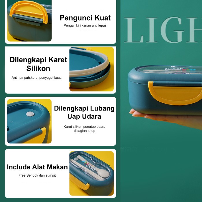 Kotak Bekal Makan Lunch Box Kotak Makan Food Grade Free Sendok Makan