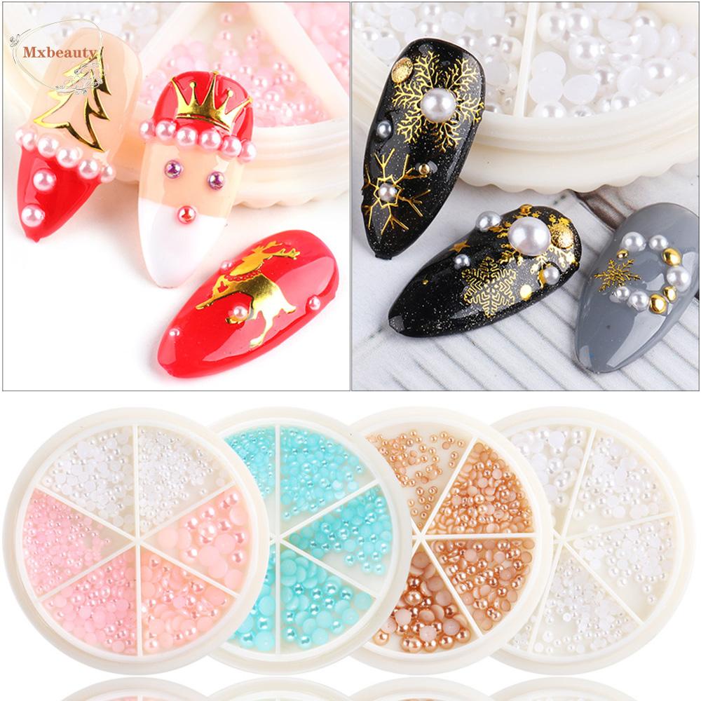 Mxbeauty 3D Kuku Berlian Imitasi Multi-Ukuran Permata Kaviar Manik-Manik DIY Nail Art Perhiasan