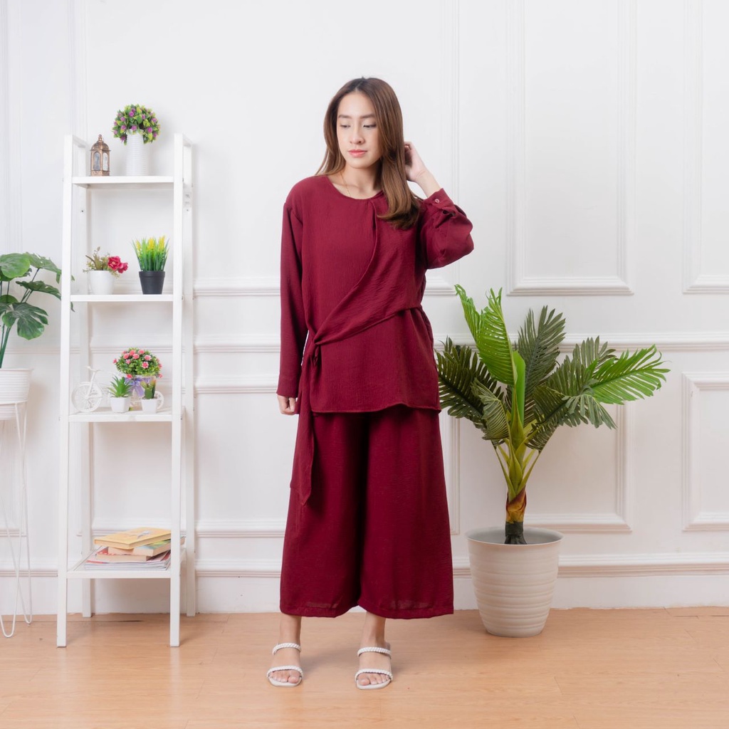 BEFAST - ZNF OOTD WANITA SETELAN WITA / One Set Tiara Crincle / Pakaian Casual Wanita / Outfit Daily Wanita Hijab / Oneset Wanita model Terbaru / Fashion Kekinan Remaja ABG / Setelan Polos Formal / Set Atasan Lengan Panjang+Celana Kulot