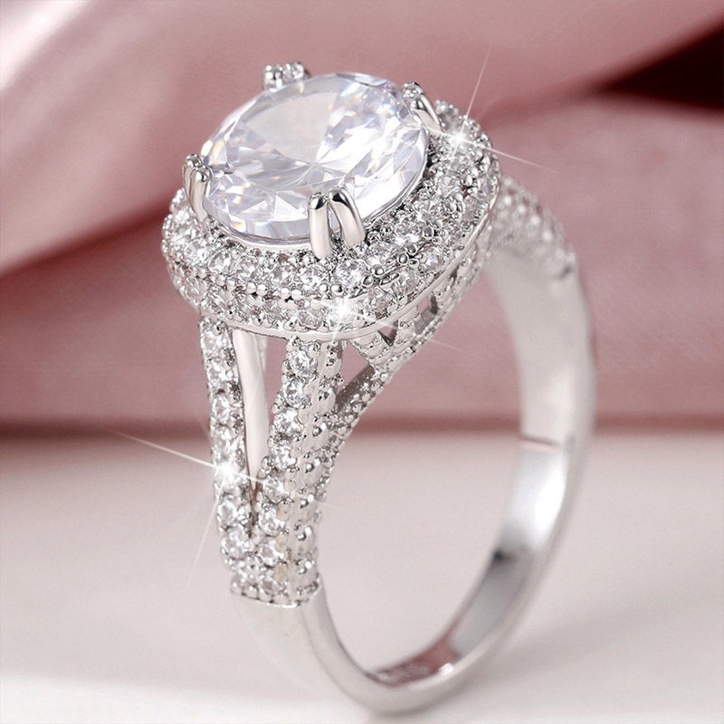 Eternity Cincin Kawin Wanita Mewah Hias Sparkling White Cubic Zirconia Desain Klasik Perhiasan Tunangan
