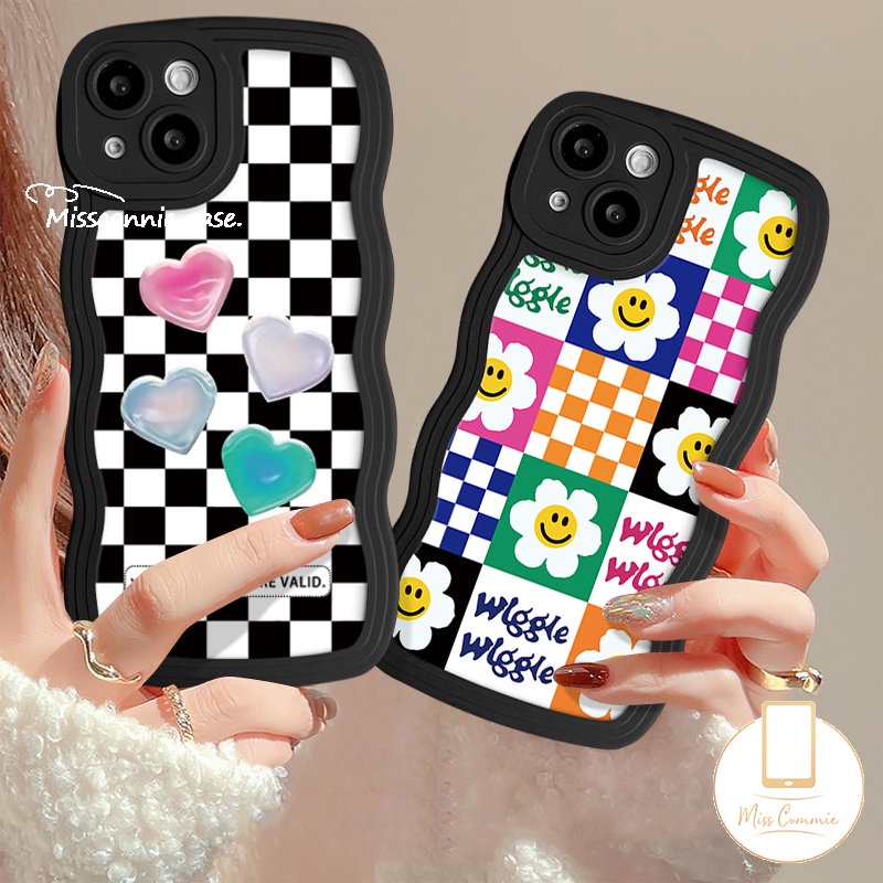 Untuk Redmi 9C 910c 10A 12C 9A A1 9T 10 A1+POCO M3 X3 NFC Pro Redmi Note8 9s 9 11 10s 11s 10 Pro Mi 11T Pro Motif Kotak-Kotak Smile Bunga Matahari Love Heart Wavy Edge Soft Tpu Case