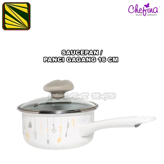 - Promo Panci Kuping 18cm, Panci gagang 16cm dan steamer 22cm - enamel Chefina - Gagang 16 Abu, Panc
