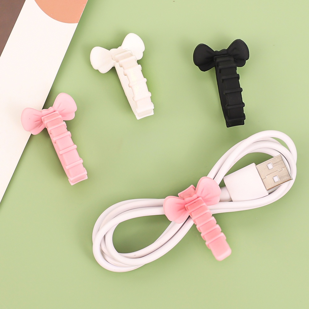 1/5pcs Kartun Lucu Kabel Ties Reusable Silicone Cable Straps Cord Fastening Buckle Rumah Kantor Cord Organizer Kawat Organizer Untuk Earphone Telepon Charger Mouse