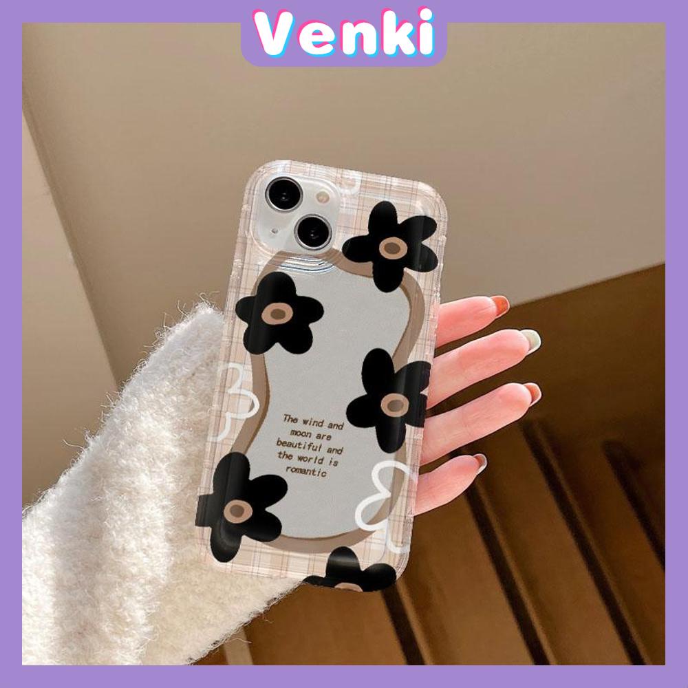 VENKI - For iPhone 11 Case Clear Phone Case TPU Soft Case Airbag Shockproof Protection Camera Simple Black Flower Compatible with iPhone 14 13 Pro Max iPhone 12 Pro Max XR XS 7 8