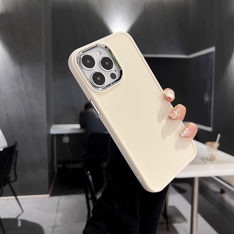 Electroplated Lens Frame Silicone Soft Case IPhone 6S Plus 7 8 14 Plus 7+ 8+ XR XS Max 11 12 13 14 Pro Max SE 2020 Women's Gift Gray Blue Pretty Phone Case