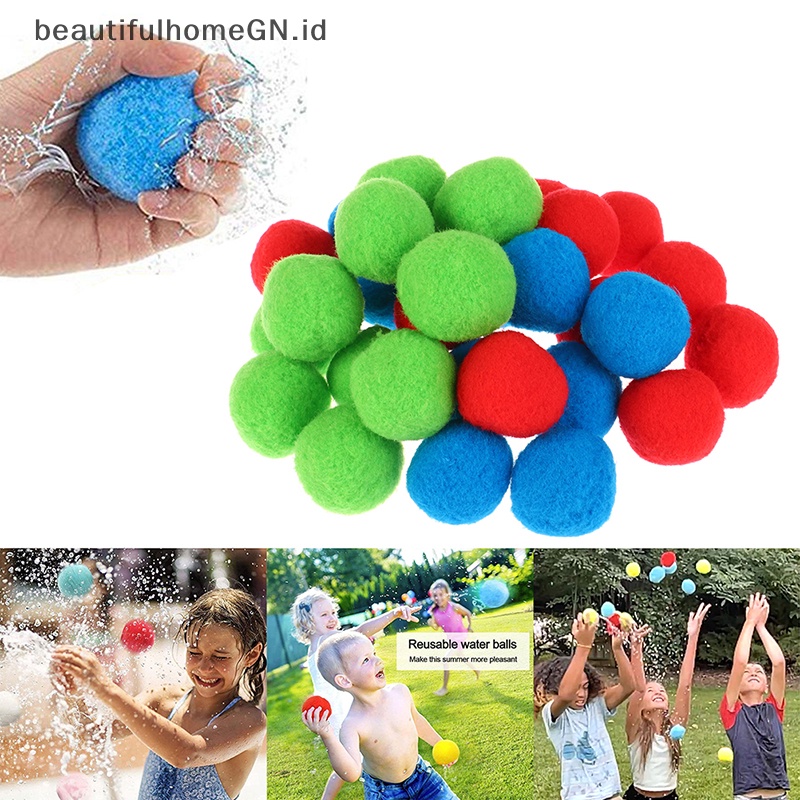 {Cantik} 10 Pcs Bola Air Olahraga Pantai Dapat Digunakan Kembali Balon Air Kolam Anak Mainan Luar Ruangan Interaktif Musim Panas Perendaman Air Splash Ball~