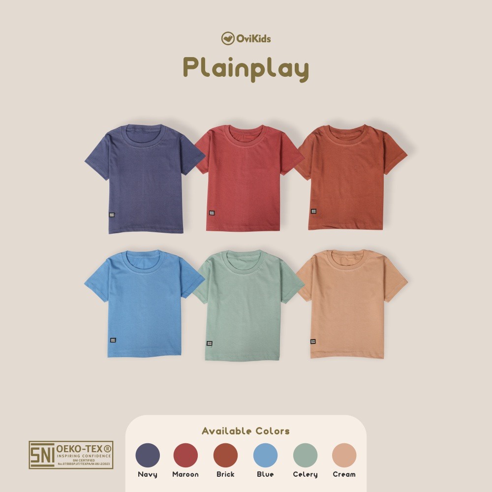 OVIKIDS PLAINPLAY / KAOS POLOS / BAJU ANAK LAKI LAKI DAN PEREMPUAN