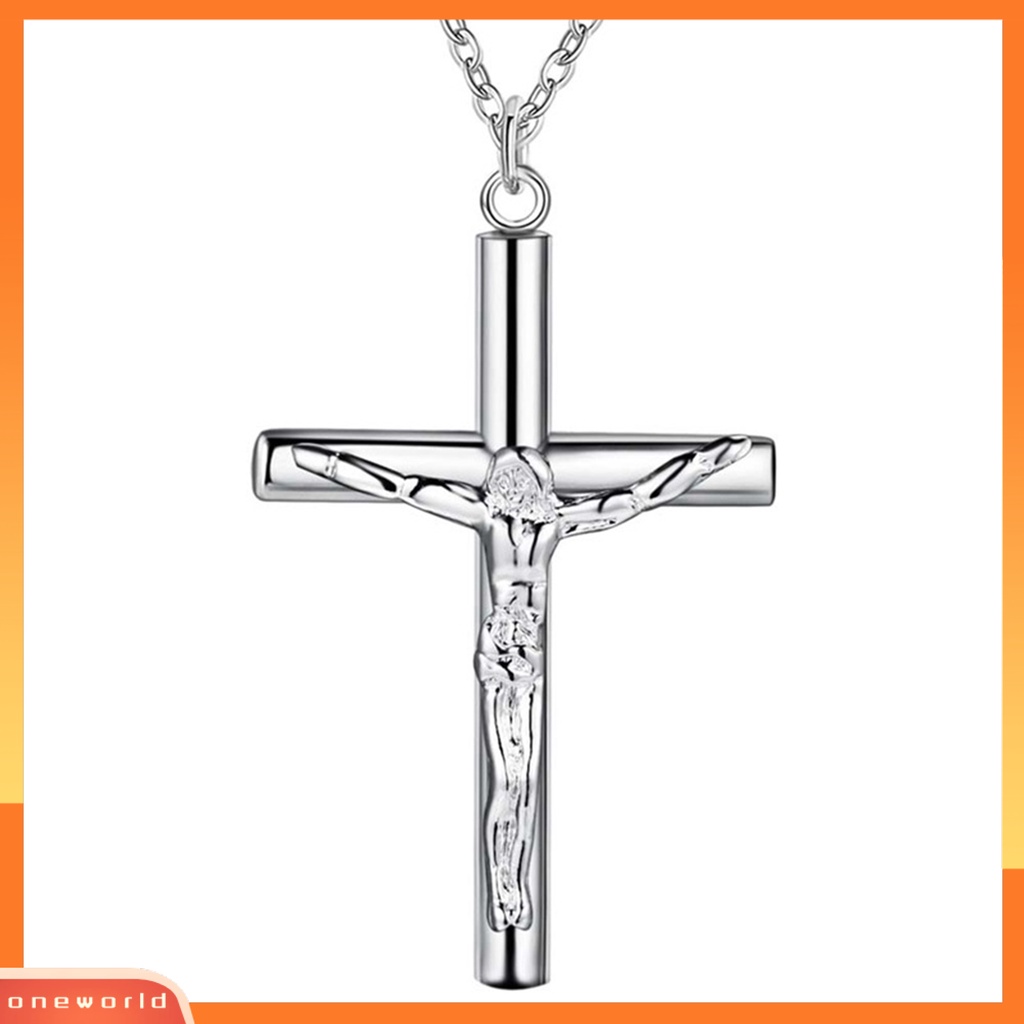 [ONE] Kalung Pria Salib Solid Alloy Stainless Pria Liontin Agama Untuk Gereja