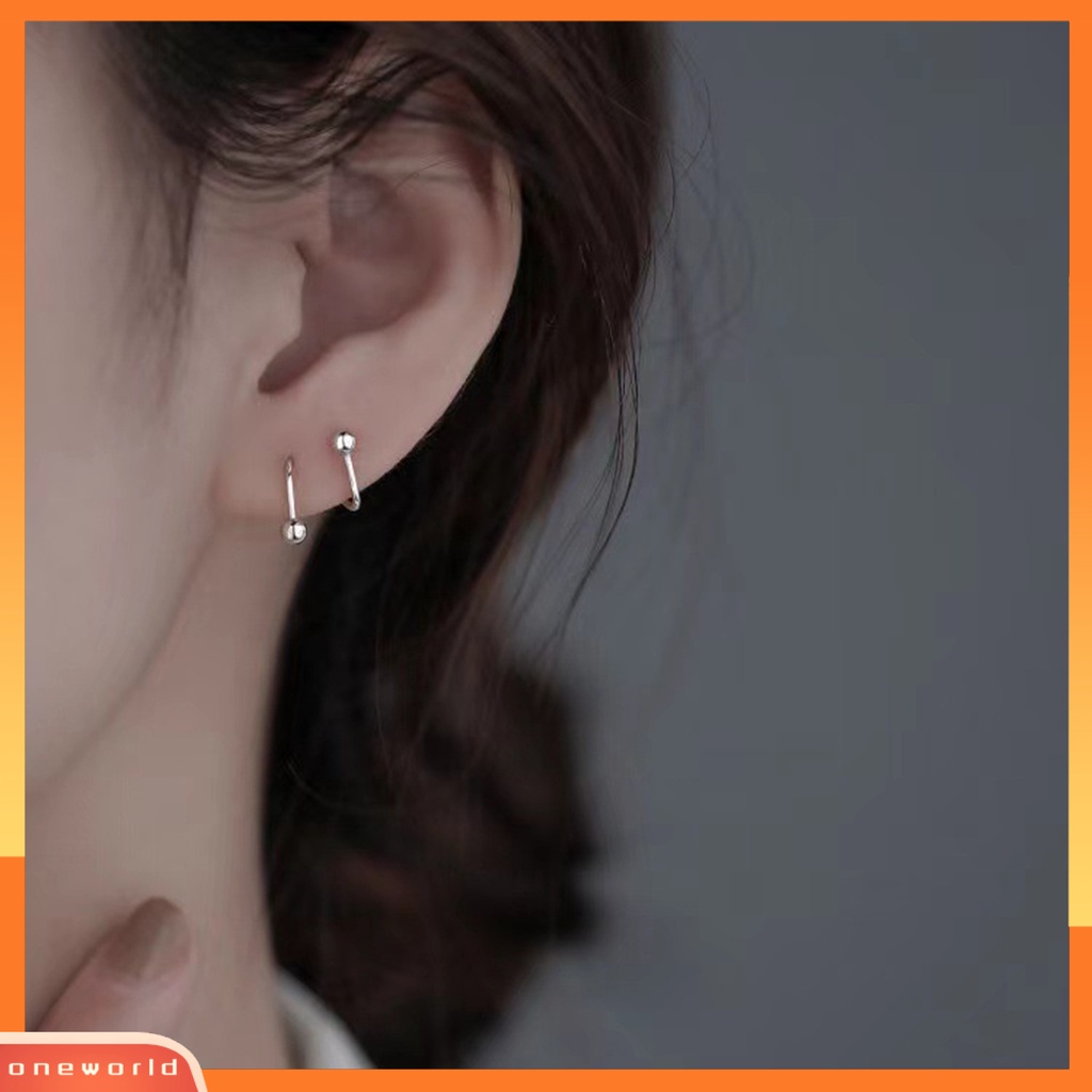 [ONE] 1pasang Ear Studs Round Beads Bintang Berujung Lima Tindik Mini Hadiah Lucu Hypoallergenic Spiral Cartilage Earrings Fashion Jewelry