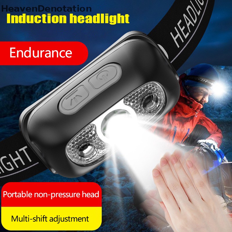 [HeavenDenotation] Usb Rechargeable Headlight Sensor Gerak Terang LED Running Fishing Headlight HDV