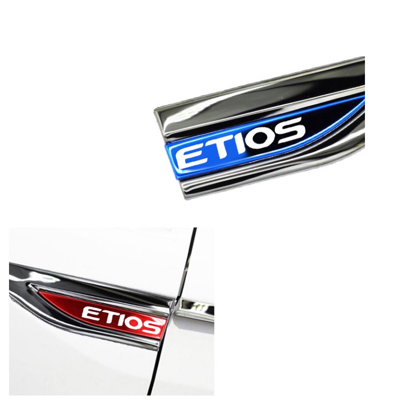 1set Stiker Logo Samping Metal Fender Pintu Mobil Stainless Steel (Kiri Kanan) Untuk Aksesoris Toyota Etios