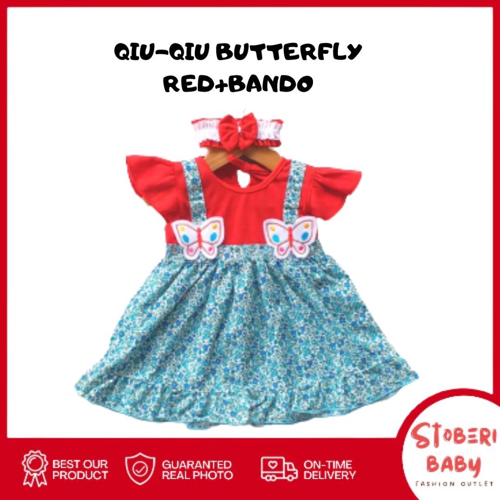 stoberi baby - QIU2 BUTTERFLY Baju Bayi Model Dress MURAH Baby Girl (0-6 bulan) Dress Anak Perempuan