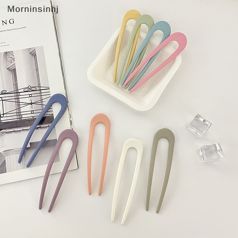 Mornin 1Pc Jepit Rambut Plastik Bentuk U Sederhana Elegan Untuk Wanita Fashion Warna Solid Shell Hair Clip Pins Girl Candy Color Hair Sticks id