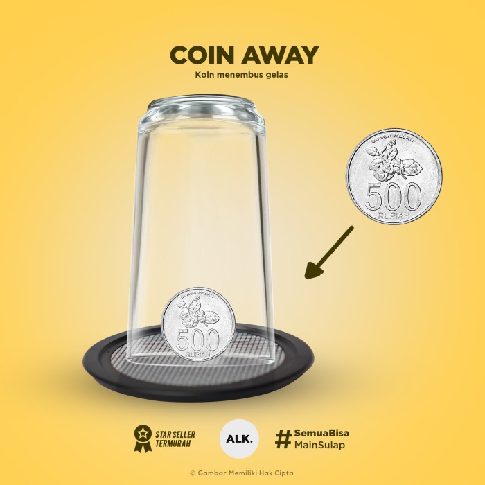Alat sulap coin away - sulap koin tembus gelas - Sulap koin