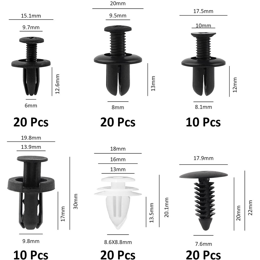 100pcs Klip Pengikat bumper Mobil, rivet bumper, Plat Daun, mudguard fastener 6mm 8mm 8.1mm 9.8mm 8.6 * 8.8mm 7.6mm