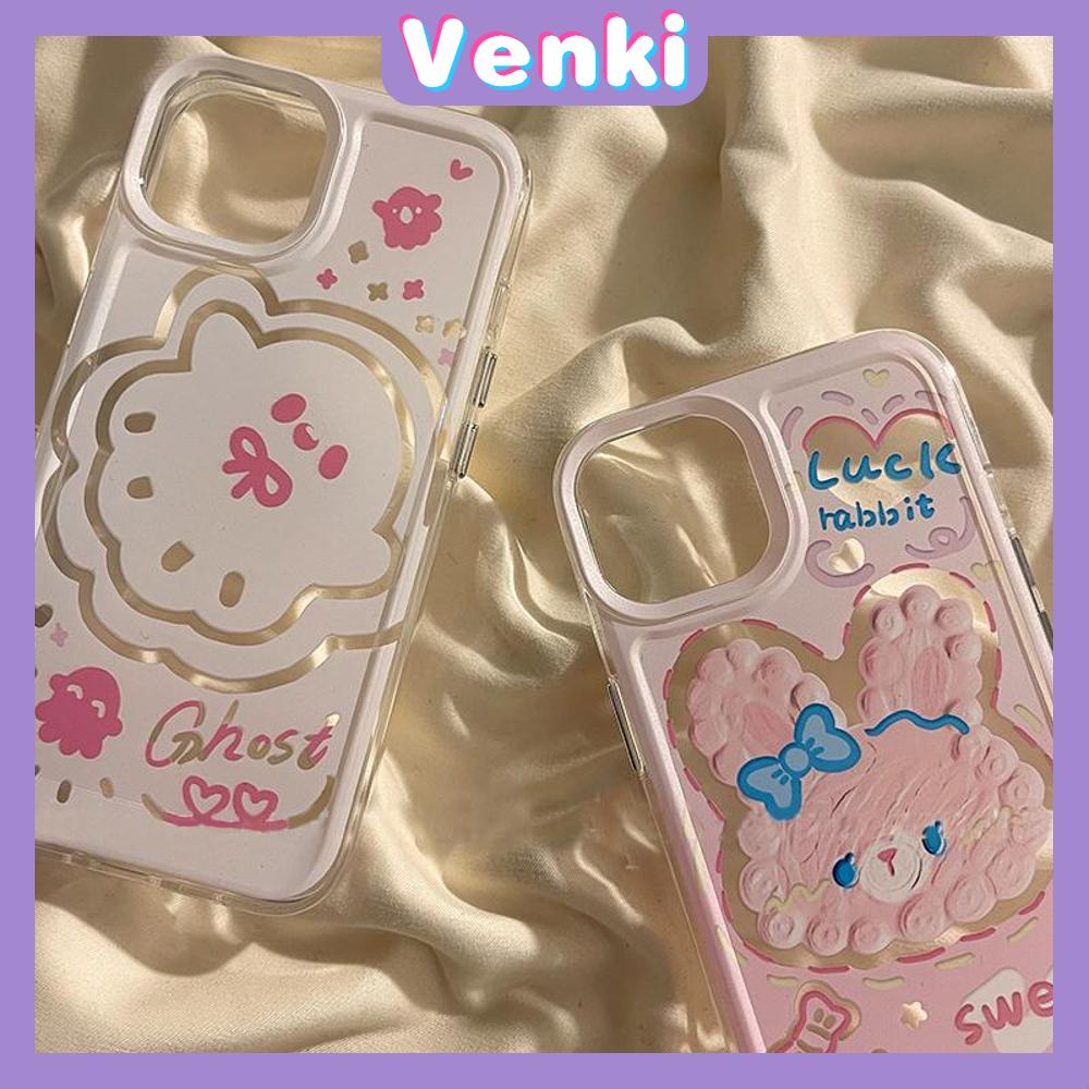 VENKI - Untuk iPhone 11 iPhone Case Bening Lubang Besar Ruang Case TPU Soft Case Tahan Guncangan Perlindungan Kamera Cute Ghost Bunny kompatibel dengan iPhone 14 13 Pro max 12 Pro Max xr xs 7 8