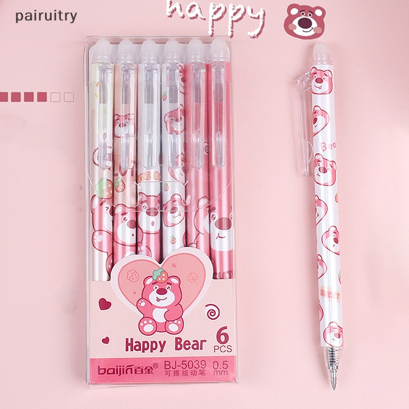 Prt Kartun Anime Press Gel Pen Set Dihapus Bolpen Tinta Hitam Biru Untuk Wrig Lucu Alat Tulis Untuk Perempuan PRT