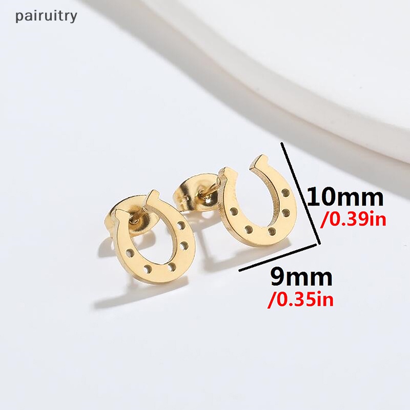 Prt 1pasang Anting Tusuk Bentuk U Bahan Stainless Steel Minimalis Horse Shoe Earing PRT