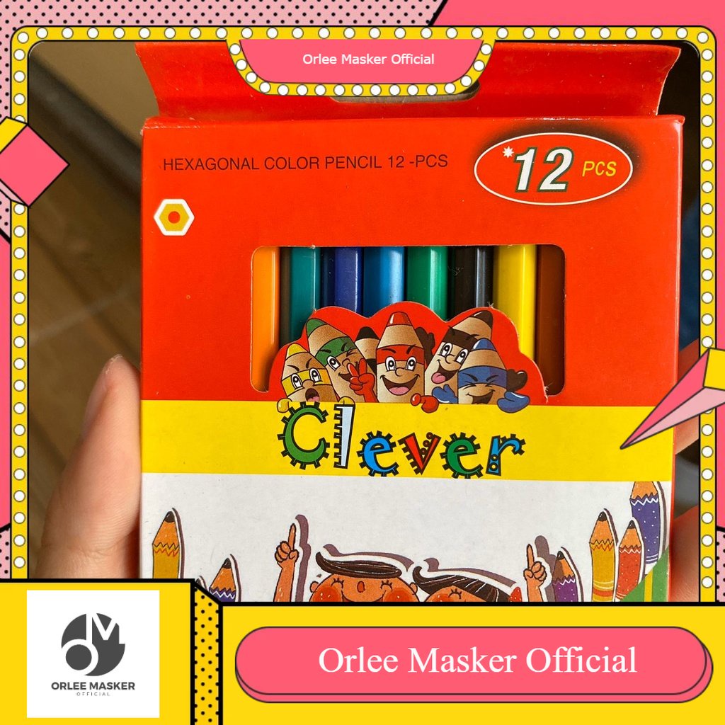 pensil warna clever ukuran kecil original (12 pcs)